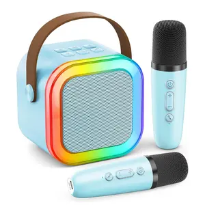 Mini Karaoke Machine for Kids Adults: Portable Bluetooth Speaker with 2 Wireless Microphone for Home Party - Singing Karaoke Toy Gift for Girls Boys Ages 4-12+ Years Old Birthday Gift & Gifts Boyfriend & Funny Gift & Tween Gifts(Blue)