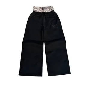 Men'S Y2K Retro Sports Pants Double Cuffs Embroidered Camouflage Pattern Unisex Loose Pants Wide Leg Pants Trendy Casual Street BiggOrange