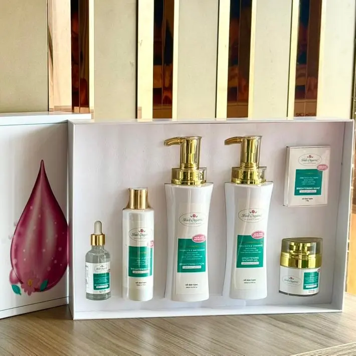 Sha's Organic Skincare Brightening Body Care Set with Glutathione & Collagen, 6-Piece Skin Repair Kit for Dark Spots & Uneven Tone, For All Skin Types