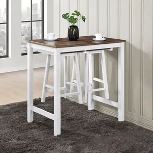 3 Pieces Counter Set Hanging Stool Easy To Clean For Small Space,Modern Farmhouse Aesthetic,antique dark oak wood-finished tabletop ,rustic and contemporary styles, apartments, breakfast nooks,  kitchen corners