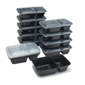 15 Pack 2 Compartment Meal Prep Food Storage Containers for Organizing and Storing Boxes - Organiser Kitchen Lid
