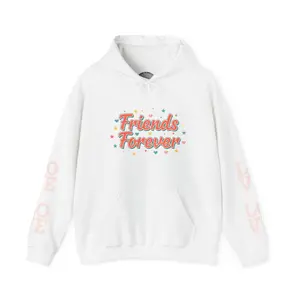 Friends Forever Hoodie | Galentine’s Squad Goals, Female Friendship Tee Vibes, Long Sleeve, Casual, Autumn, Medium Length, 50% Cotton, 50% Polyester, Drawstring Hood, Kangaroo Pouch Pocket