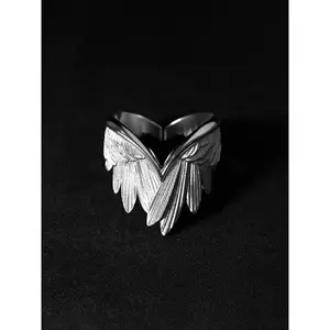 Creative Angel Wing Design Cuff Ring, Adjustable Open Ring for Women & Men, Fashion Jewelry Accessories for Daily Wear, Adjustable Rings