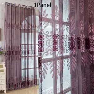 Vintage Elegant Embroidered Transparent Curtain, Ring Suspension, Lightweight Flowing, Living Room Bedroom Floor-Length Curtains, Net Curtains, Enhance Home Decor Atmosphere