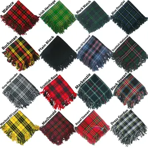 Tartan Scottish Purled Fringe Piper Fly Plaid 48"- 48" Fly Plaid