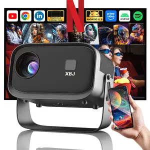 Mini smart projector, 4K1080P decoding ladder adjustment, mobile computer synchronized image function, portable large screen projector for office outdoor room Audio Electronic