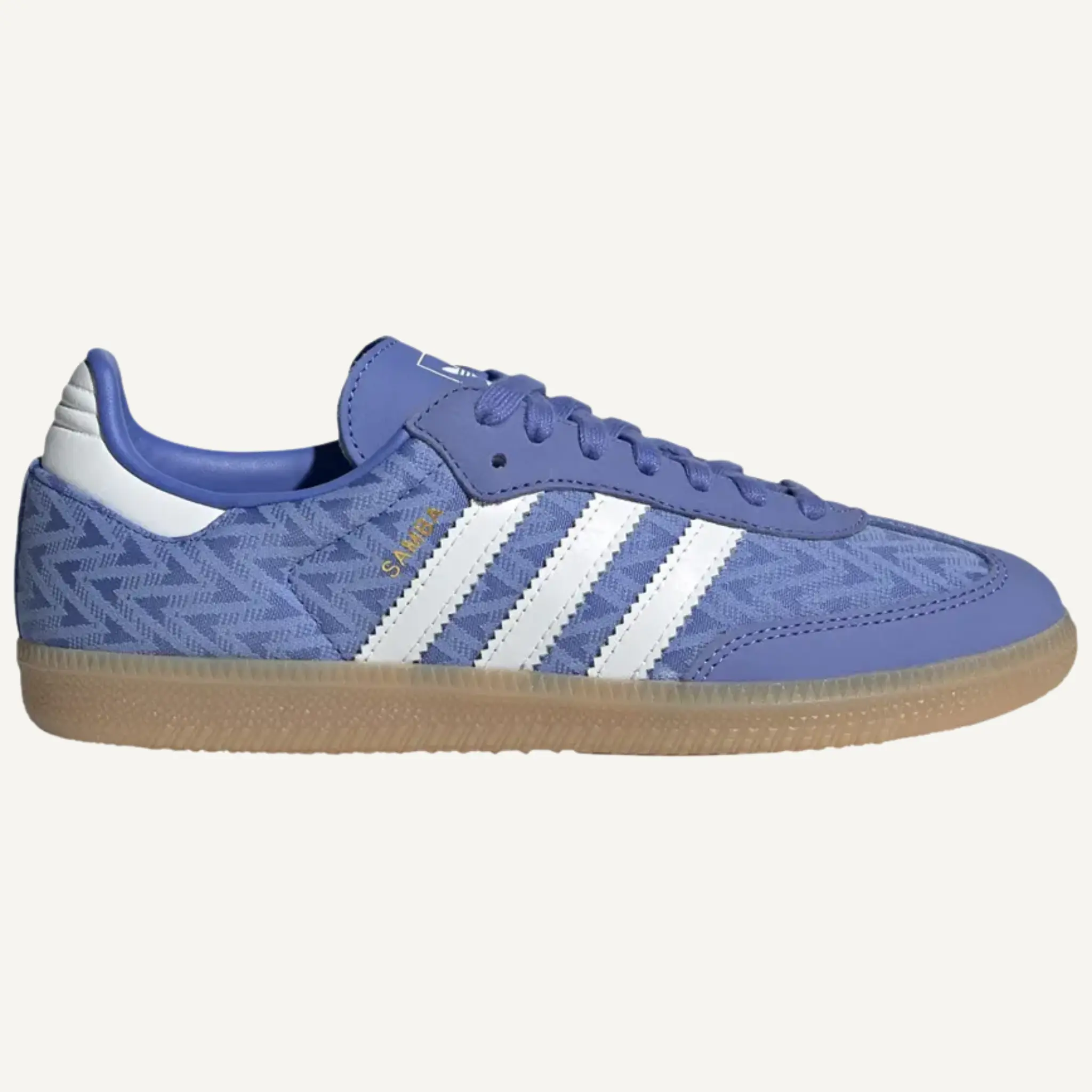 Adidas Originals Women's Samba OG Sneakers - Lilac Lace-Up, Serrated 3-Stripes, T-Toe Design, Gum Rubber Sole, Size 8.5, Indoor Training Shoes, All Seasons