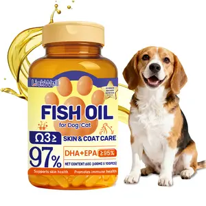 Fish Oil - 60 Softgels (+ Free Sample)   LickWell Pet 97% Omega 3 Fish Oil, Suitable for Dogs - Improves Rough Hair, Promotes Healthy Skin, Shiny Fur - Made with Wild Peruvian Anchovies For Dogs - Capsules with No Fishy Odor