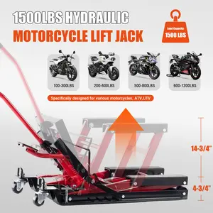 1500LBS Hydraulic Motorcycle Lift Jack 1500 LBS Capacity Steel ATV Lift with Wheels and Handle, Portable Foot-Operated