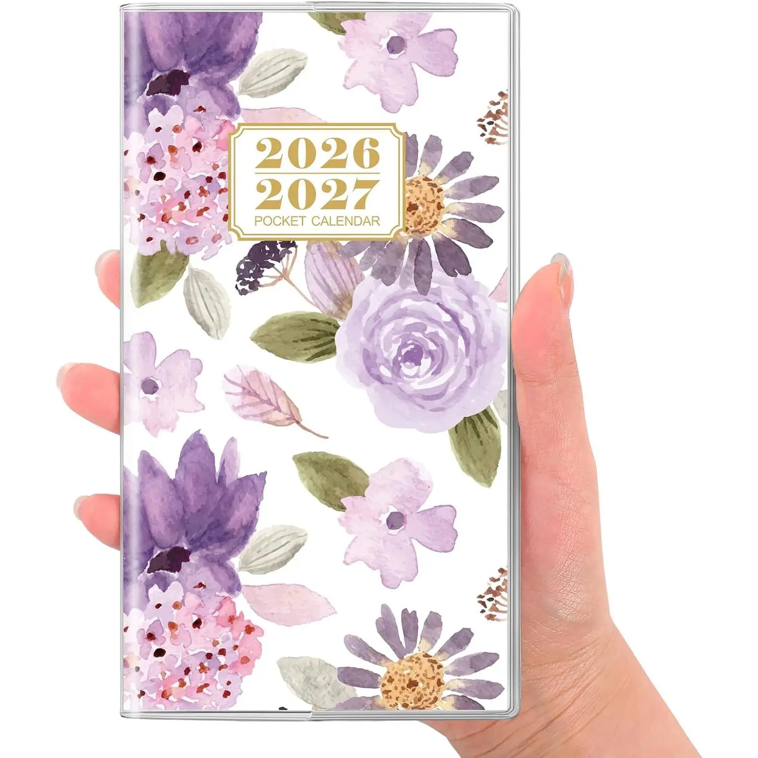 Pocket Calendar 2026-2027, Pocket Monthly Planner Jan 2026 - Dec 2027 for Purse, 6.7" X 3.7" 24-Month Small Planner, Academic Year Calendar, Compact Design with Plastic Sleeve