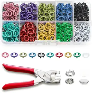 200 Sets Metal Snap Buttons with Fastener Pliers Press Tool Kit,Multicolor Mixing Hollow Sewing Snaps for Fabric,Prong Snap Button Kits for DIY Crafting Clothing Sewing (9.5mm / 800 PCS)