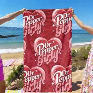Dr Pepper Girly Theme Beach Towel, Fast Drying Ultra Soft Polyester Fiber, Multi-Purpose Yoga Travel Swimming Camping, Best Gift, Reusable Polyester Towel