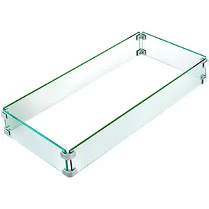 VEVOR Fire Pit Wind Guard Fire Pit Tempered Glass Wind Guard Fence (29.5 x 13.6 x 4 Inch)