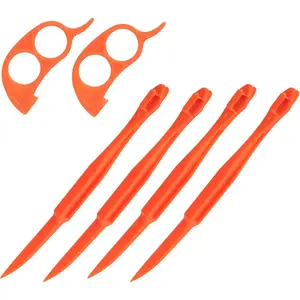 Premium Plastic Orange Peeler Lemon Citrus Peel Cutter Vegetable Slicer Fruit Tools (4 Pack Orange Long Handle Type, 2 Pack Orange Mouse Type)
