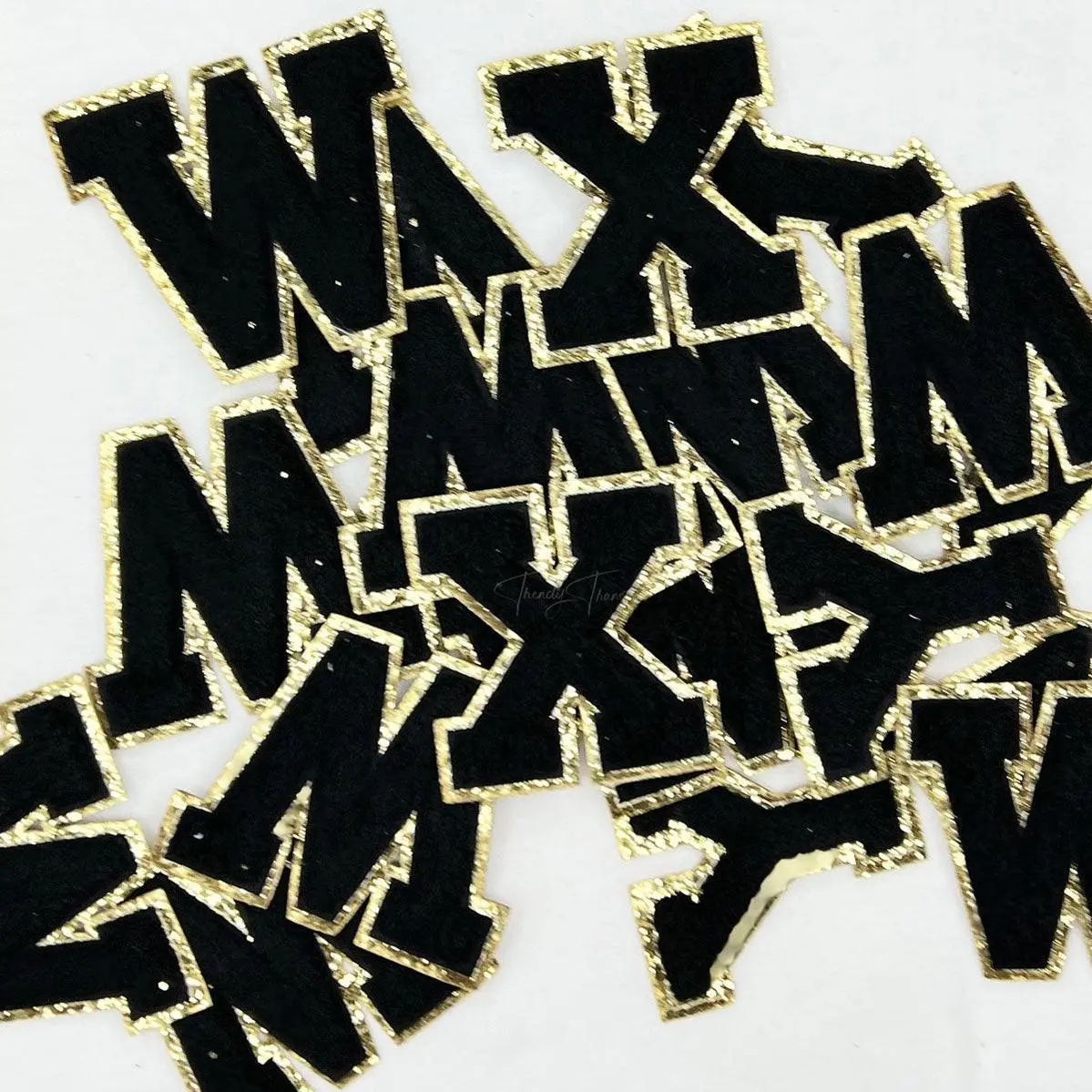 Black with Gold Glitter Chenille Letters