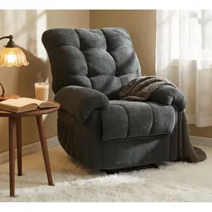 ARCH Dark Gray Recliner  Chair, Overstuffed Armchair, Manual Recliner, Living Room Seating, Reading Chair, Padded Footrest, Home Theater Seating, Ergonomic Lounge Chair, Soft Fabric Recliner,  Furniture.