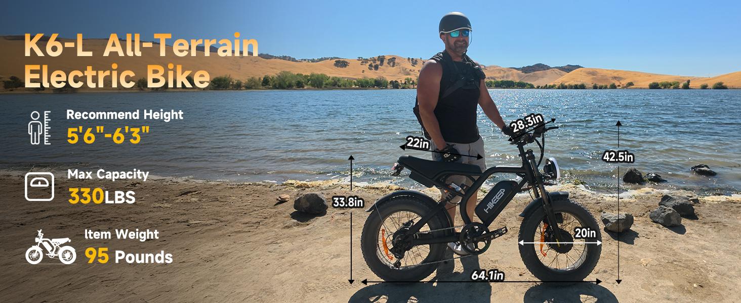 HiKeep K6-T Electric Bike for Adults - 16/20 Inch Fat Tire Ebike, 750W/Peak 1500W Motor Ebike, 48V15.6AH Detachable Battery, 4 Riding Modes Electric Dirt Bike