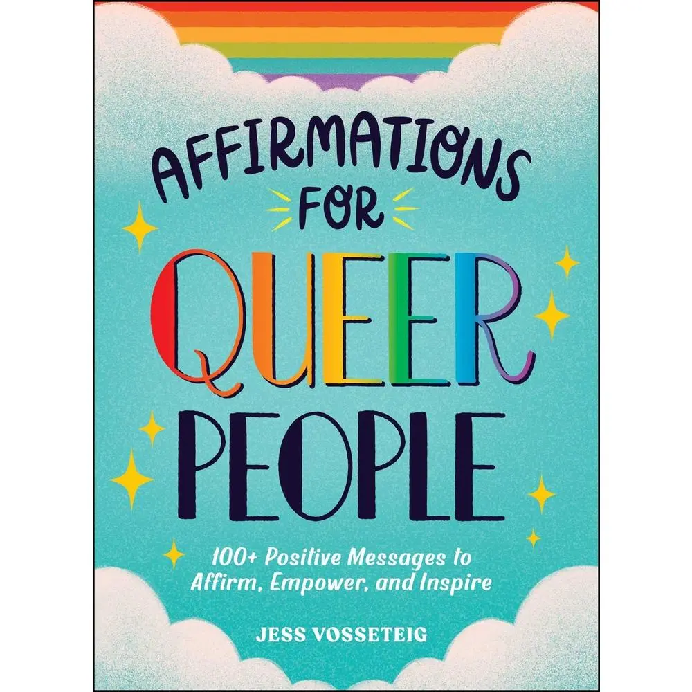 USED Hard Cover Book - Affirmations for Queer People: 100+ Positive Messages to Affirm, Empower, and Inspire by Jess Vosseteig - English, Adams Media Corporation, Affirm Talent, Community Building, Empower Yourself, Inclusive Artwork