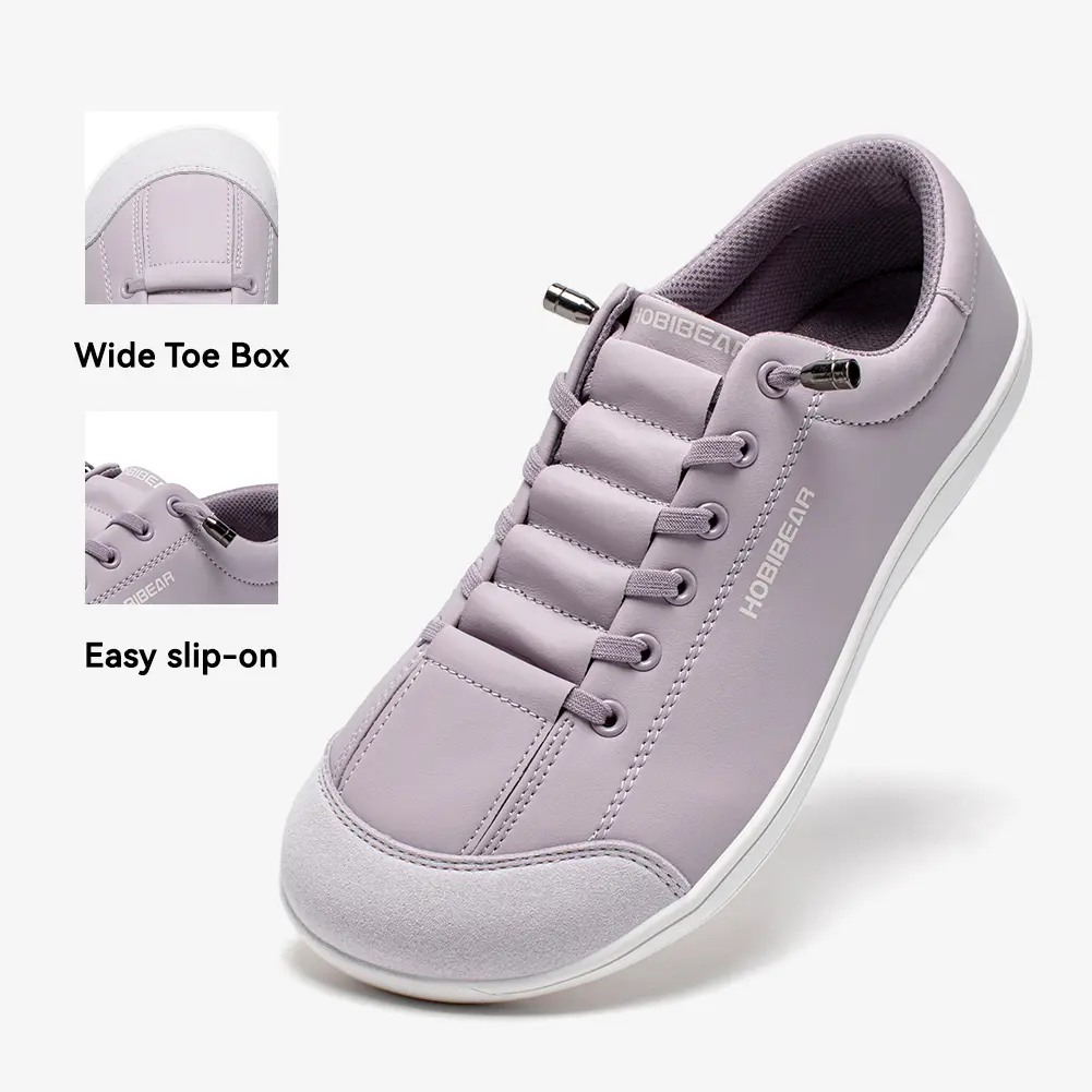 HOBIBEAR Men's PU Leather Trainers, Casual Low Top Slip-On Walking Shoes with a Wide Fit and Slip-Resistant Rubber Sole, Sports Shoes, Athletic, Footwear
