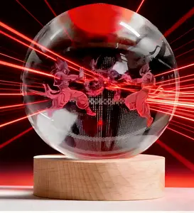DBZ Anime Crystal Ball - 3-inch, featuring classic character battle scenes recreated via laser inner carving, with an LED light base. It is an ideal Christmas gift for anime fans, Cosplay collectors, and home decoration.