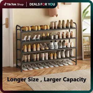 dealsforyoudays Long Shoe Rack for Closet Shoe Organizer for Closet Floor Entryway Storage Stackable Wide Shoe Shelf 2 / 3 /4Tier