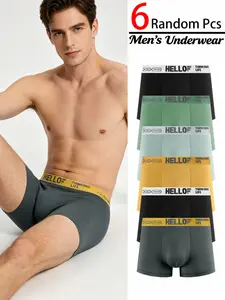 6-Pack Men's Underwear, Quick-Dry Breathable Sports Boxers, Casual Fitted Trunks for Daily Training, All Seasons Wear