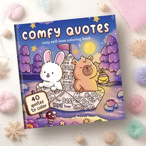 1PC Comfy Quotes Adult Coloring Book, featuring colorful and adorable pet quotes and interactive patterns, with clear lines for relaxation and stress relief, perfect for leisure, artistic coloring, and as a Valentine's Day gift.