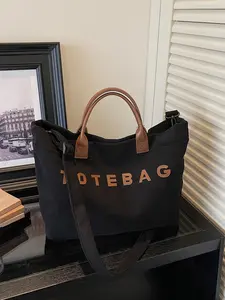 New trendy letter corduroy large-capacity tote bag, Commuter tote bag, stylish and minimalist casual handbag for daily commute