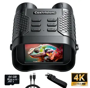 4K Night Vision Goggles,  Night Vision Binoculars With 64GB Card,Upgraded 3.1" Large Screen & 4400mAh Rechargeable Battery, View in 100% Darkness with 7-Level Adjustment, For Hunting,Observation,Camping, Night Viewing