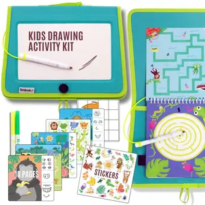 Totebook Kids Dry Erase Travel Activity Kit - Doodle Books, Dry Erase Books, Sticker Sheet, Drawing Mazes, Reusable Stickers, Erasable Surface, Screen-Free Educational Arts & Crafts Toy for Ages 4-6, Kids Gifts