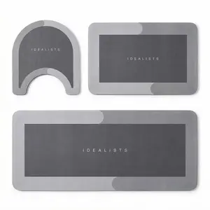 3-pack soft, absorbent non-slip bathroom mats: toilet U-shaped mat, washable floor mat, entryway door mat; European/American minimalist toilet floor mat; non-slip design; bathroom decor accessories; home decor