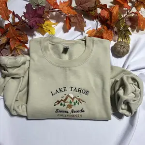 Lake Tahoe Embroidered sweatshirt, Sierra Nevada California embroidered crewneck