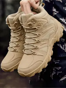 Men's Fashionable Solid Color Tactical Boots, Casual Comfortable Non-slip Hiking Boots, Outdoor Sports Boots for Men