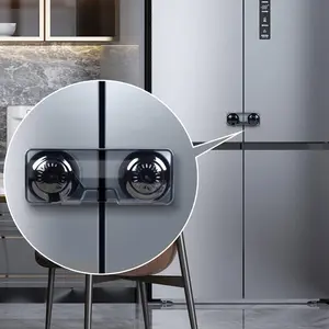 2 Pack Childproof Refrigerator Lock,  Safety  Fridge Door Lock, Freezer Lock, Invisible Cabinet Cupboard Lock for , Easy to Install, no Tools Need or Drill (Clear-Black)