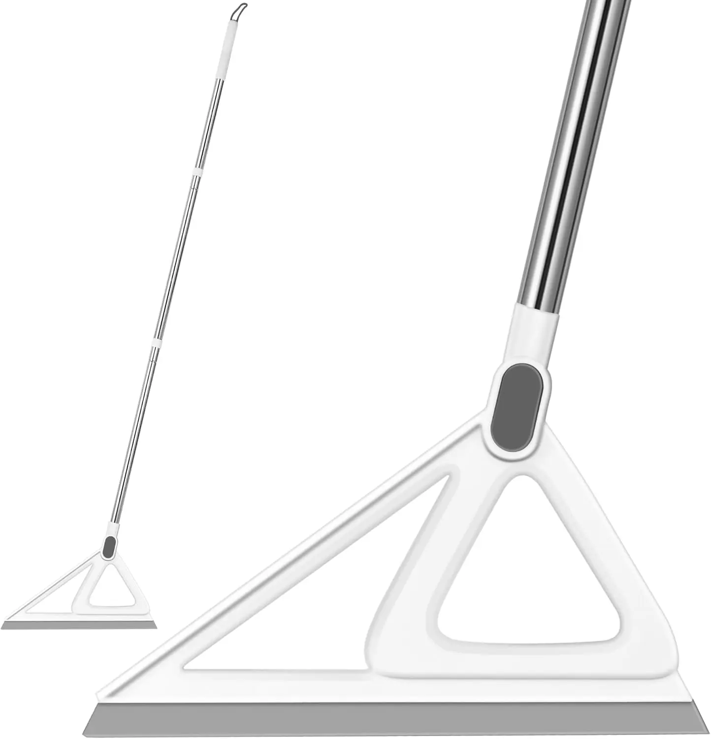 Multifunction Magic Rubber Broom with Built-in Squeegee, 54 Inch Silicone Floor Cleaning Broom for Hardwood Floors, Tile, Pet Hair, Carpet, Glass, Bathroom, Kitchen & Living Room, Grey