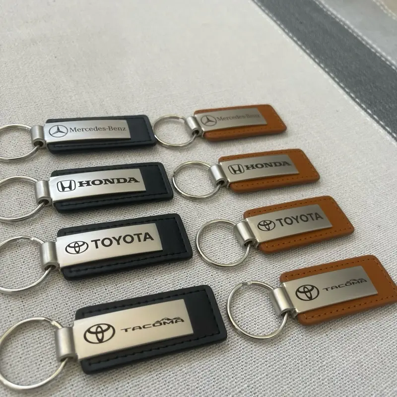 Toyota Tacoma Leather Keychain - Laser Engraved Custom Made with Mercedes Benz & Honda Options, Available in Multiple Colors