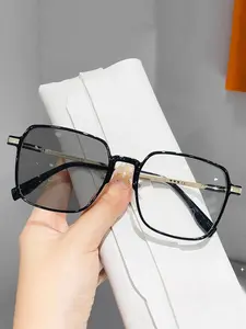 Unisex Vintage Square Frame Eyeglasses, Trendy Casual Anti-blue Light Eyeglasses for Everyday Use, Fashion Accessories for Outdoor Activities, Square Eyed Glasses