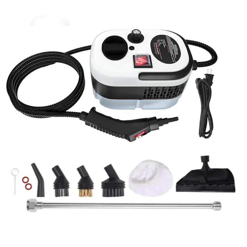 Corded Compact Portable Handheld Steam Cleaner - 10 Accessories, Adjustable Levels, Fast Powerful Heat-Up, 15 cm Height, 21 cm Length, Eco-Friendly Deep Cleaning Stain & Grease Remover for Car, Home (Car Washing & Maintenance Tool), Natural Steam, Multi-S