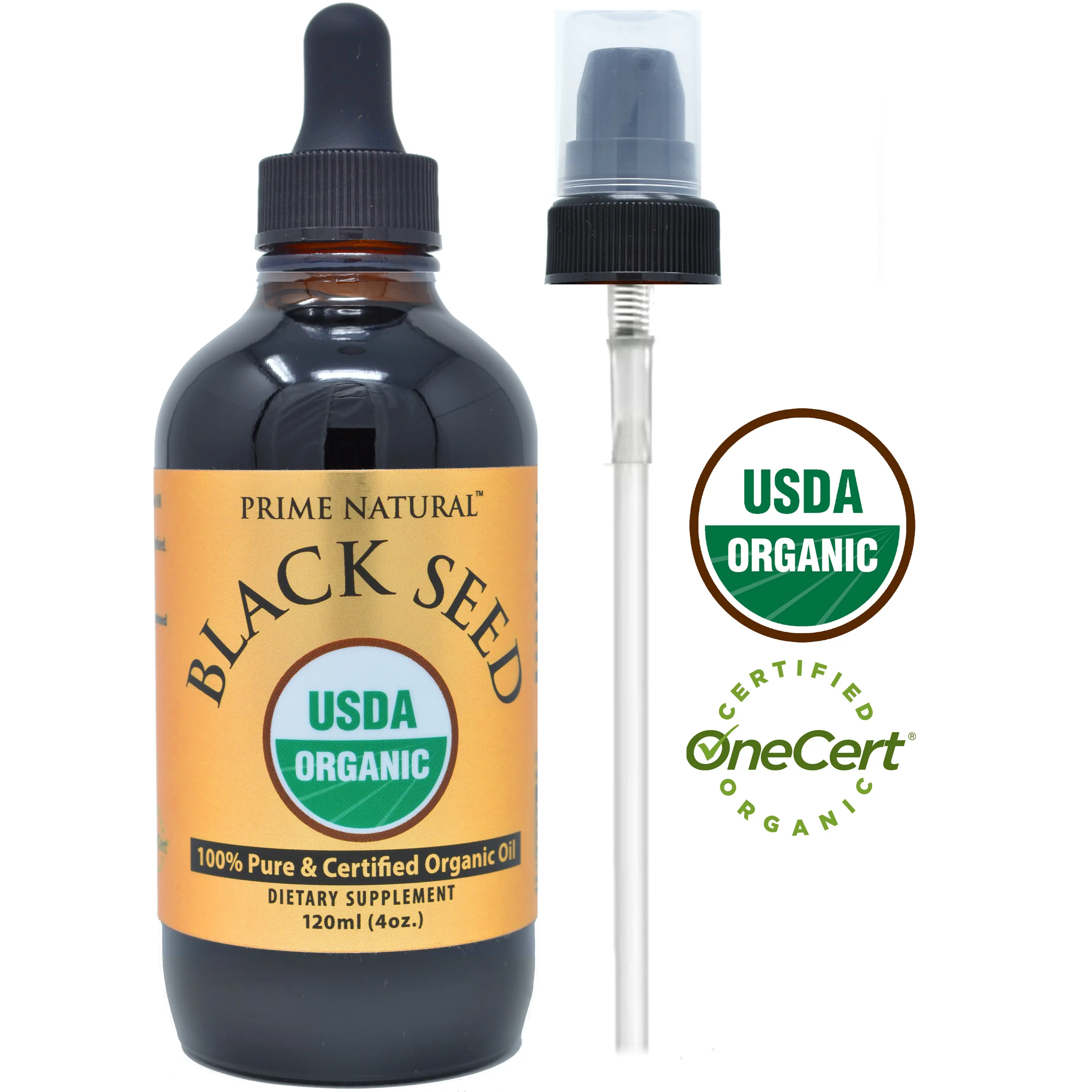 Organic Black Seed Oil 4oz - USDA Certified - High Thymoquinone, Turkish Origin, Pure Nigella Sativa - Cold Pressed, Unrefined, Vegan - Omega 3 6 9, Antioxidant, Immune Boost, Joints, Skin & Hair Body Care Color