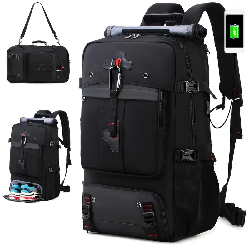 Perfect Gift 13.21gal Hiking Backpack for Women & Men Large Capacity Outdoor Camping Backpack with Shoe Compartment & USB Charging Port