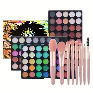 120 Color Deluxe Eyeshadow 8pcs Makeup Brushes Set Multi Color Eye Shadow Palette Stage Pearlescent Matte Smooth EyeShadow Cosmetic