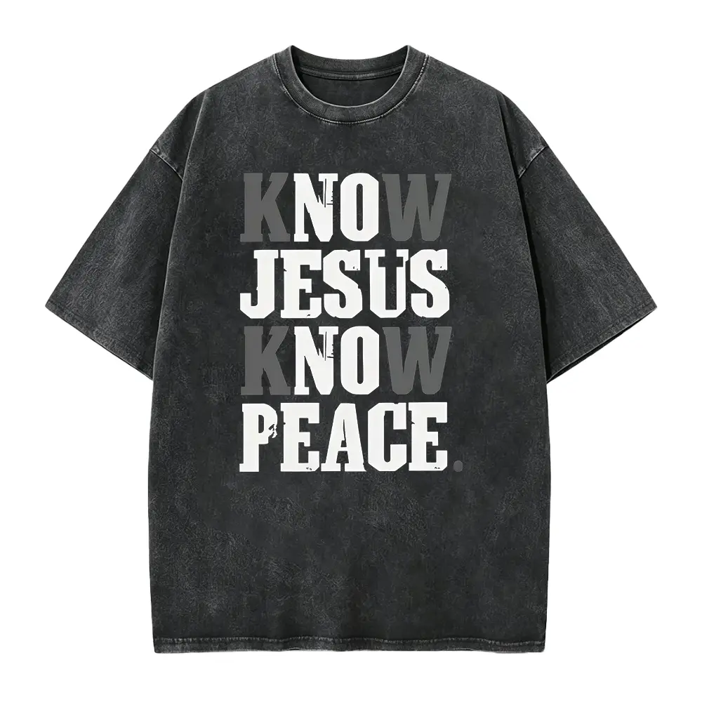[100% Cotton] Cotton Short Sleeve T-Shirt [Faith in God, Christian Christ] Christian Faith T-Shirt - Know Jesus Know Peace - Religious Tee Golf Gift T-Shirt For Men and Women,Casual Summer T-Shirt with Crew Neck,viral graphic tees