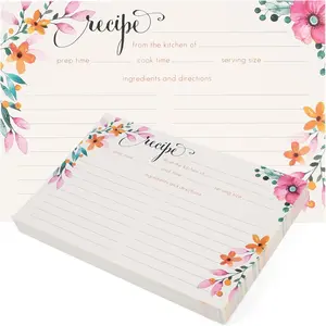 Lotfancy Recipe Cards, 4X6 Inch, 60 Count, Double Sided, Blank Recipe Cardstock, Floral Recipe Index Cards LotFancy