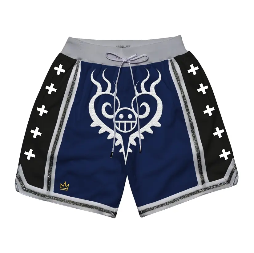 One Piece Egghead Theme Law Shorts Men's Basketball Shorts Workout Sport Knee Pants with Pockets Athletic Sweat Walking Summer Shorts