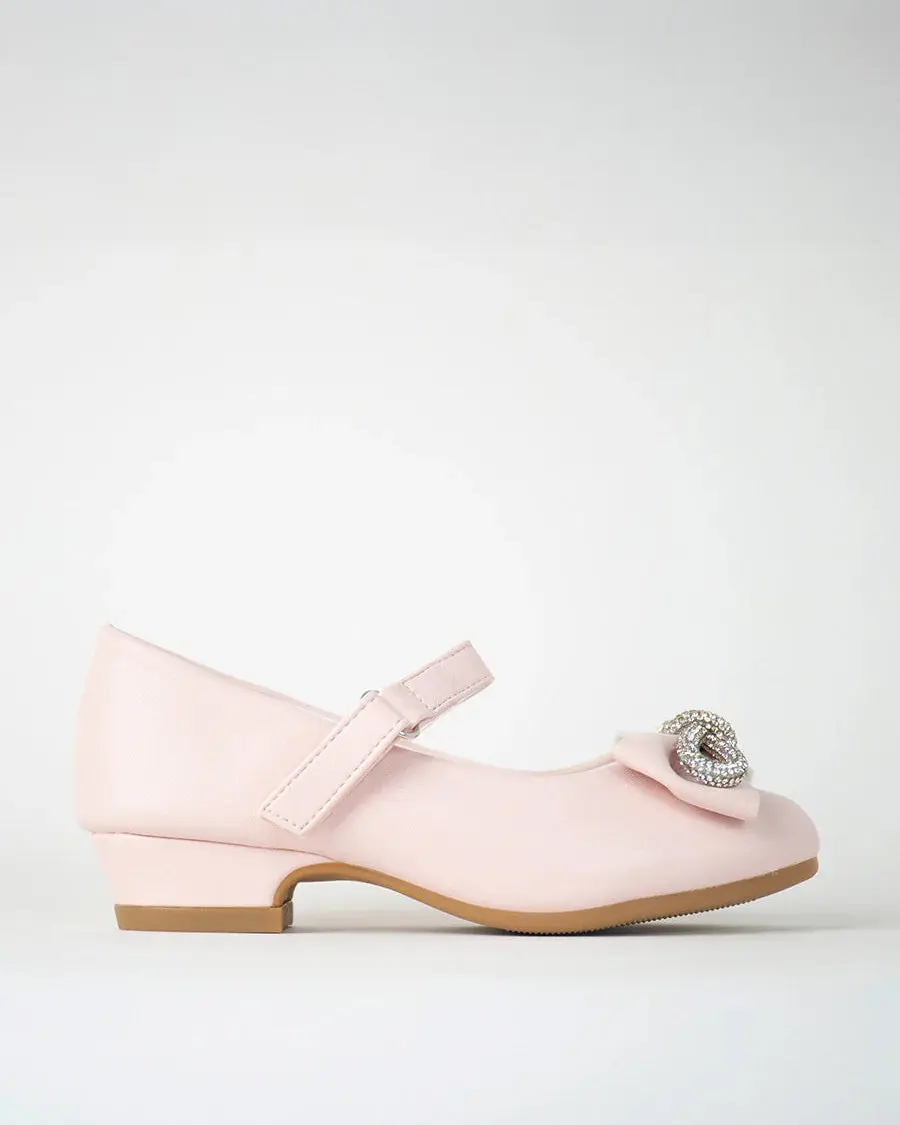 Girls Closed Toe Mary Jane Shoes | Ankle Strap Heels with Bow