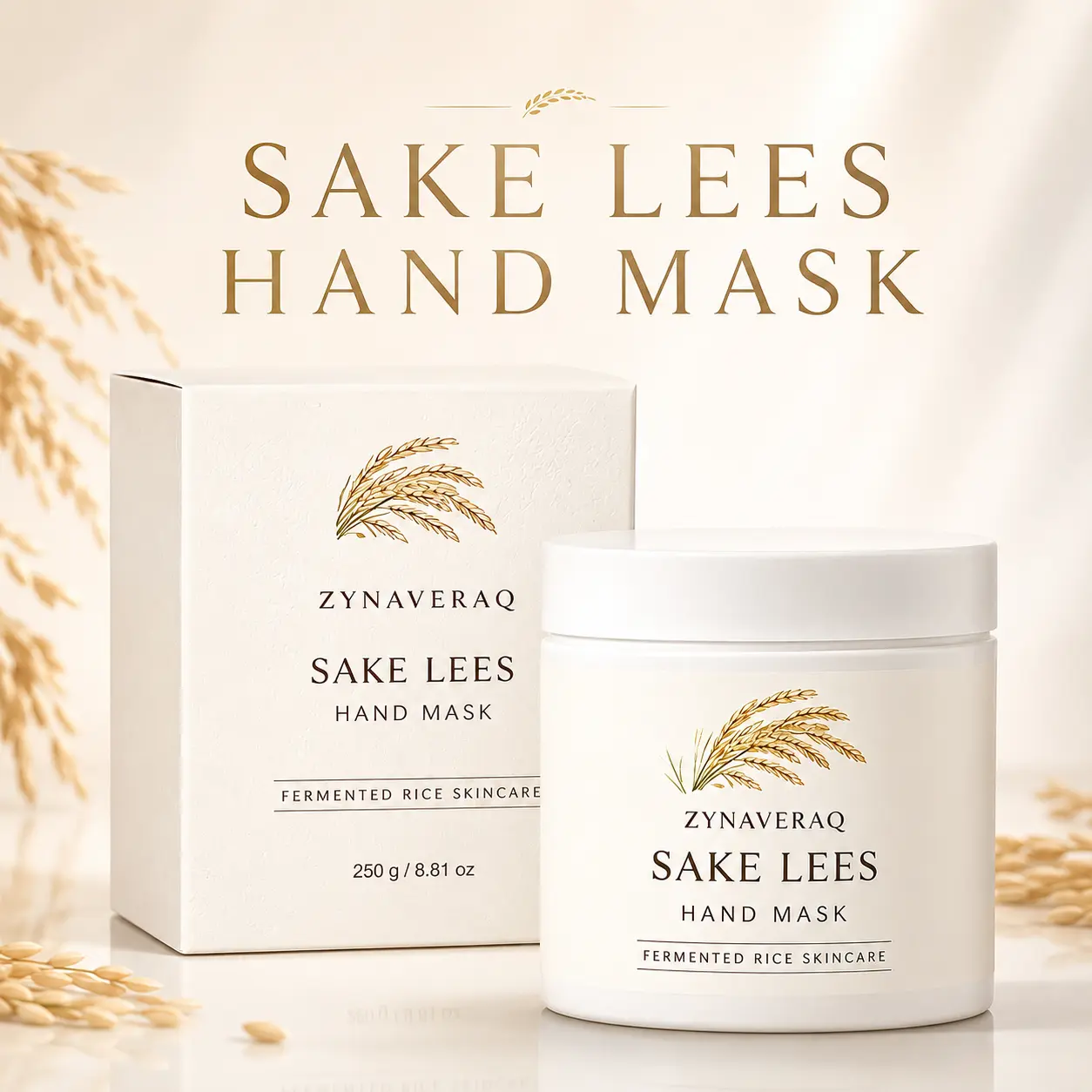 Sake Lees Hand Mask Deep Hydrating Brightening Hand Cream with Rice Lees Niacinamide Shea Butter for Dry Rough Hands Soft Smooth Daily Care 250g