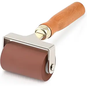 Soft Rubber Roller, Brayer Ideal for Anti Skid Tape Construction Tools, Print, Ink and Stamping Tools(2.5-Inch, Brown)