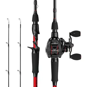 Twin Tip Fishing Rod and Reel Combos, Spinning & Casting Combo, IM6 Graphite 2Pc Blanks, Extra Backup Tip Section, Stainless-Steel Guides, KastFlex Technology, EVA Handles