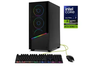 YEYIAN Gaming Desktop PC Elara Intel Core Ultra 7 265F 32GB DDR5 1TB PCIe SSD GeForce RTX 5060 Ti Windows 11 Home -  YPI-EL265FC-56TP1N