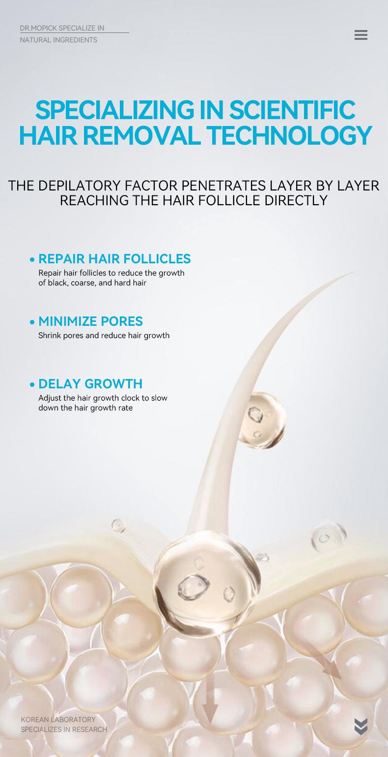 Dr.Mopick Korean 5-Minute Painless Hair Removal Cream, Gentle No-Stub Depilatory for Smooth Silky Skin, Fast Hair Remover for Body & Intimate Areas,